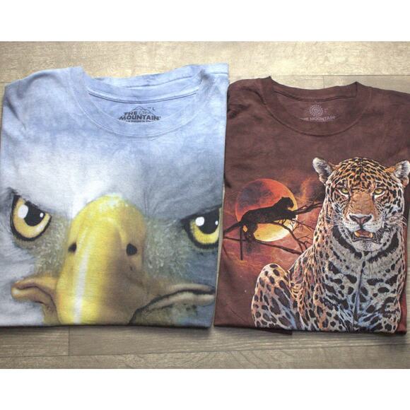 The Mountain Nature Animals Eagle Leopard T-Shirt Lot of 2 Large - Picture 1 of 11